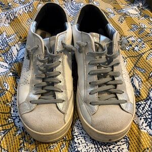 P448 white and silver sneakers